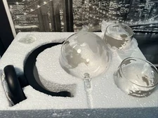 Glass World Globe Whiskey Decanter Set New In Box 