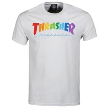 Thrasher Skateboard Men's Rainbow Mag Logo Short Sleeve T Shirt White