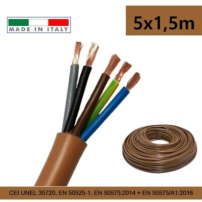 CAVICONDOR Cavo filo elettrico 5x1,5mm - FS18OR18 ANTIFIAMMA - 5poli 400v