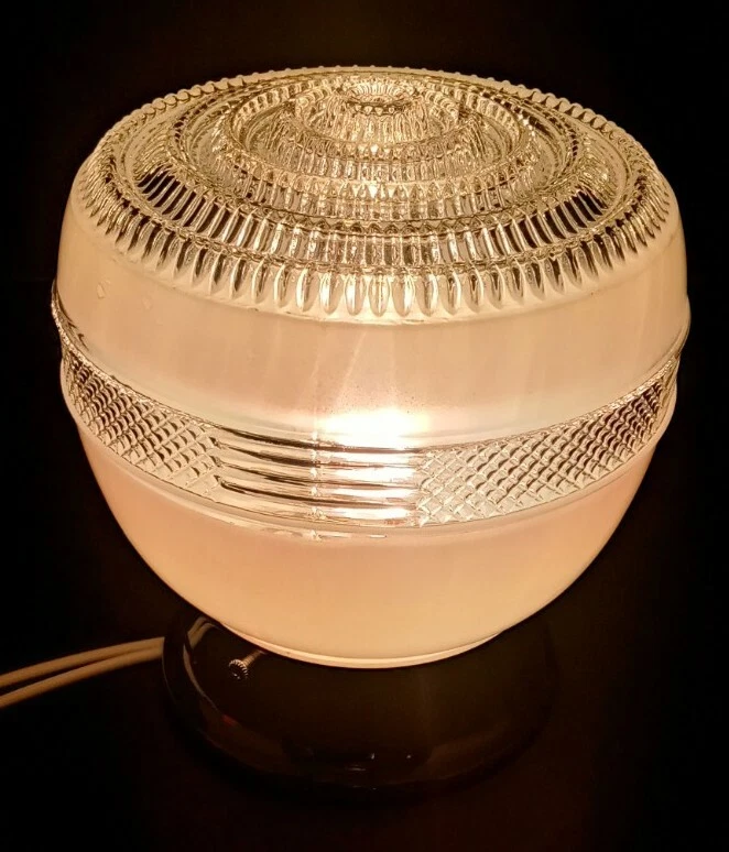 Vintage 50s Art Deco Clear White Glass Light Flush Mount Ceiling Fixture - Image 4 of 4