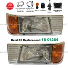 Headlight w/ Adjusters, Corner Lamp & Bezel Chrome 16-06264 LH RH Peterbilt 377