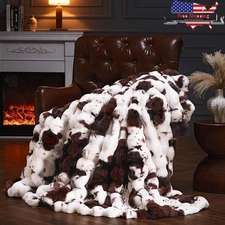 Cozy Faux Fur Bubble Blanket Premium Plush Soft Decorative Throw Blanket New