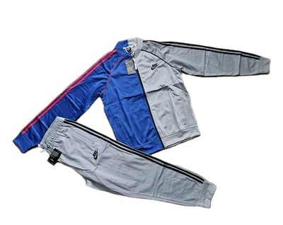 Nike Track Suit Mens Full Zip Jacket Pants Zip Pockets Gray/Royal Blu XL!! 