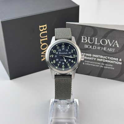 #ad Bulova Hack VWI Special Edition Automatic Black Dial Men#x27;s Nylon Watch 96A259 $195.30