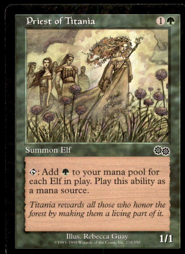 MTG Priest of Titania LP Light Play Urza's Saga [4573]