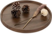 Deko Tablett Rund Holz 30Cm Rustikal Walnuss-Optik FüR Wohnzimmer KüChe