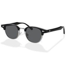 Pro Acme Polarized Sunglasses for Men Women Medium, Black on Silver/Grey