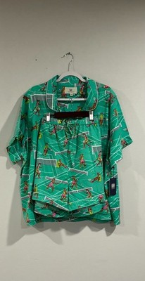 PrintFresh Courtside Cats - Short PJ Set - Tennis Teal - 3X