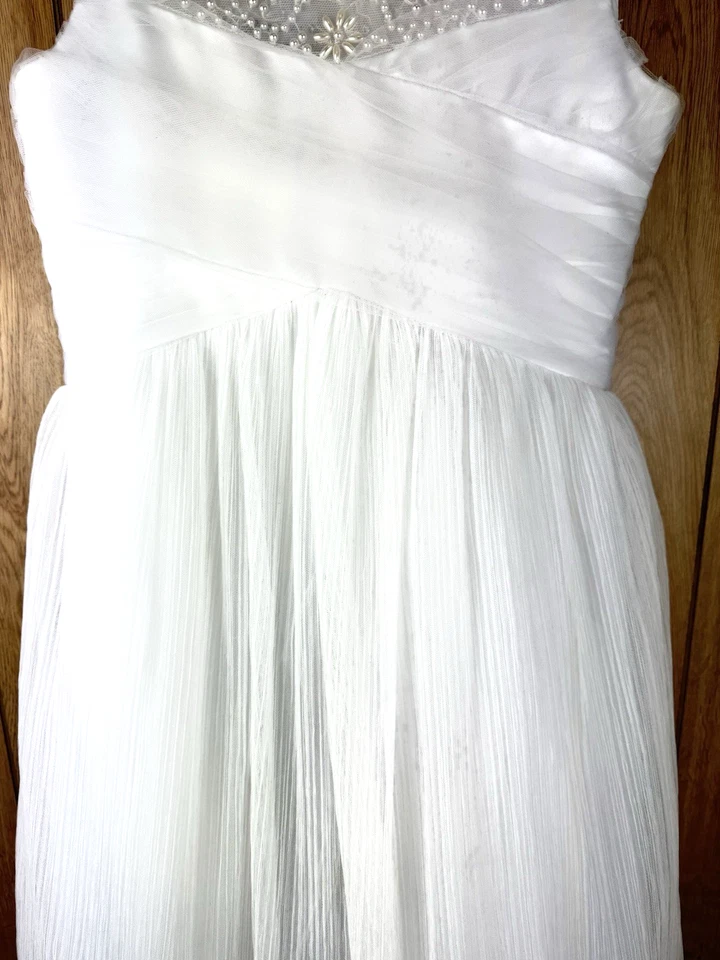 Bonnie Jean Girls Dress Size 12 1st Communion Flower Girl Miniature Bride Beaded - Image 3 of 4