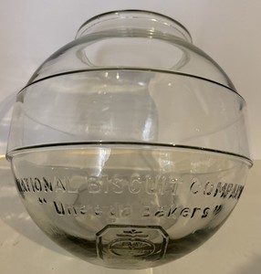 Antique NATIONAL BISCUIT CO Glass Jar Countertop Store Display Uneeda Bakers