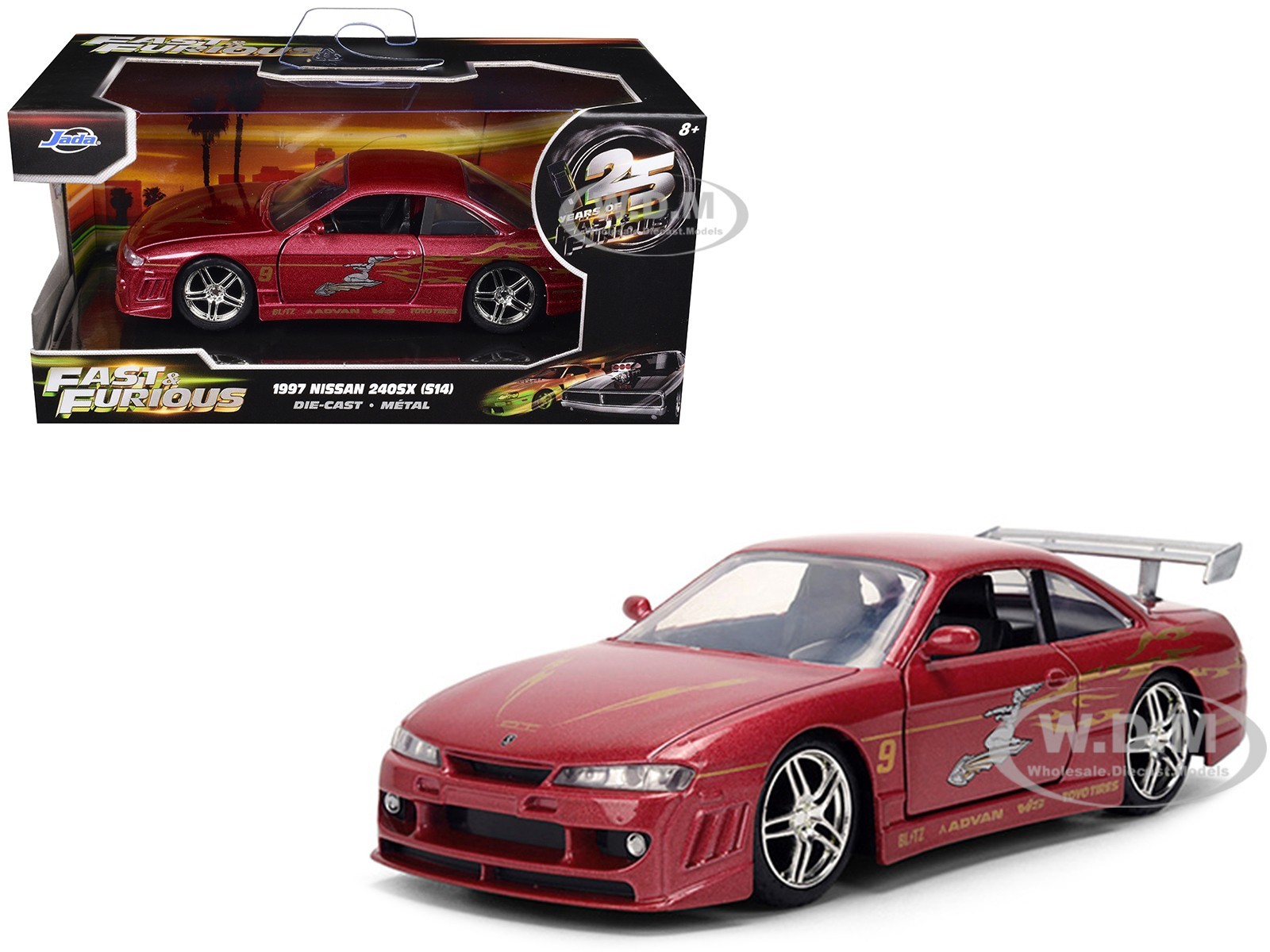 1997 NISSAN 240SX (S14) LIGHT RED "FAST & FURIOUS 25 YEARS" 1/32 BY JADA 36772