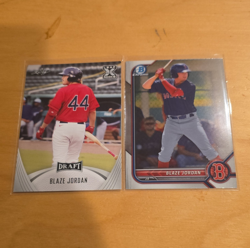 Leaf Blaze Jordan Rookie Red Sox Card Lot (2) Draft, Bowman Chrome 2021
