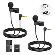 Neewer 2-Piece 6.6Ft/2M Wired Lavalier Lapel Microphone With Clip-On 3.5Mm Trs