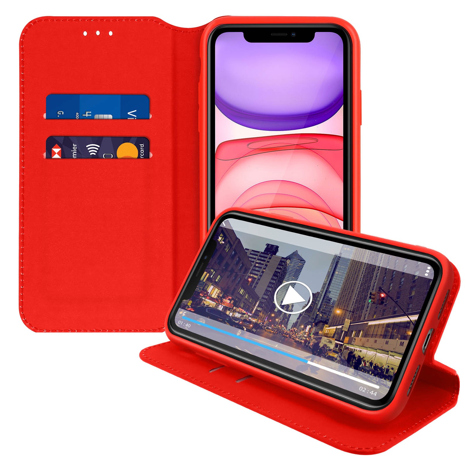 Coque iPhone 11 rouge Édition Classique en finition cuir lisse - 2
