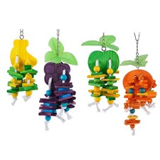 Hamiledyi Natural Wood Block Bird Cage Toys Parrot Chewing Toy Orange Apple ...