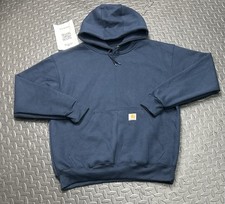 Image of Carhartt Vintage RW Navy Blue Hoodie Pullover Size Small Cotton Fleece BNWT Mens