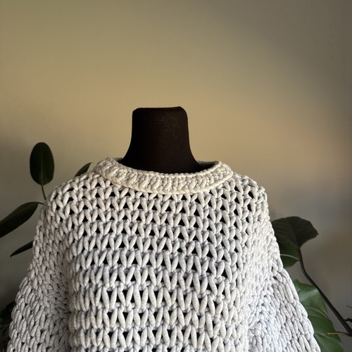 Nanushka Chunky Crochet Jumper Size S Knit Light Grey Organic Cotton - Picture 4 of 14