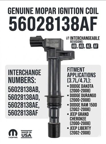 Genuine Mopar Ignition Coil 56028138AF Jeep Ram Dakota 3.7L 4.7L UF270