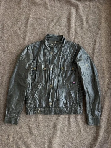 Belstaff Gangster 1969 Black Prince Label Coated Biker Jacket Dark Olive L - product listing photo