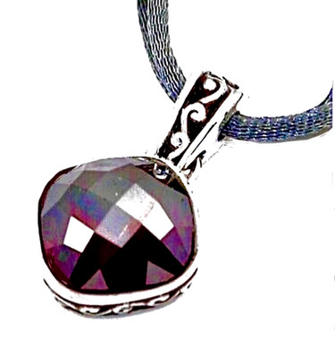 BRIGHTON VENUS RISING DEEP BURGUNDY/MERLOT SWAROVSKI DARKGRY SATIN NECKLC VG VTG