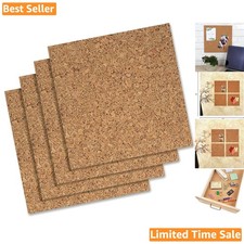 12" x 12" Natural Self-Stick Cork Panels - Versatile 4 Pack for Enhanced Decor