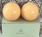 New ListingPartyLite Whispering Leaves Ball Candles 3” Q36433 Set of 2 Lot New Amber Woods