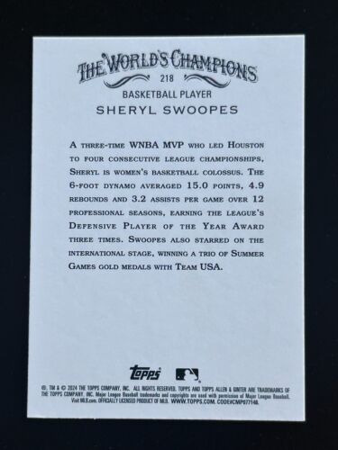 2024 Topps Allen & Ginter - Sheryl Swoopes #218 - Hot Box Silver - Bild 2 von 2