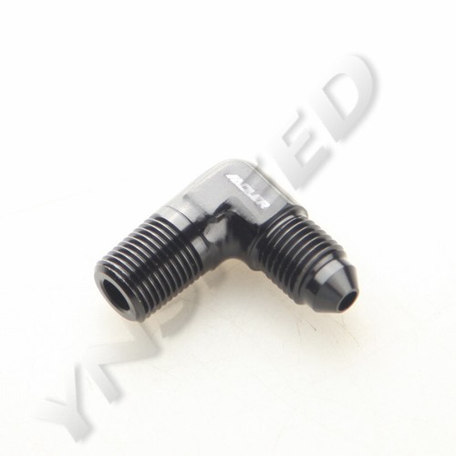 US SHIP 90 Degree 3AN AN3 Male To 1/8 NPT Aluminum Fitting Adapter Black - Picture 2 of 5