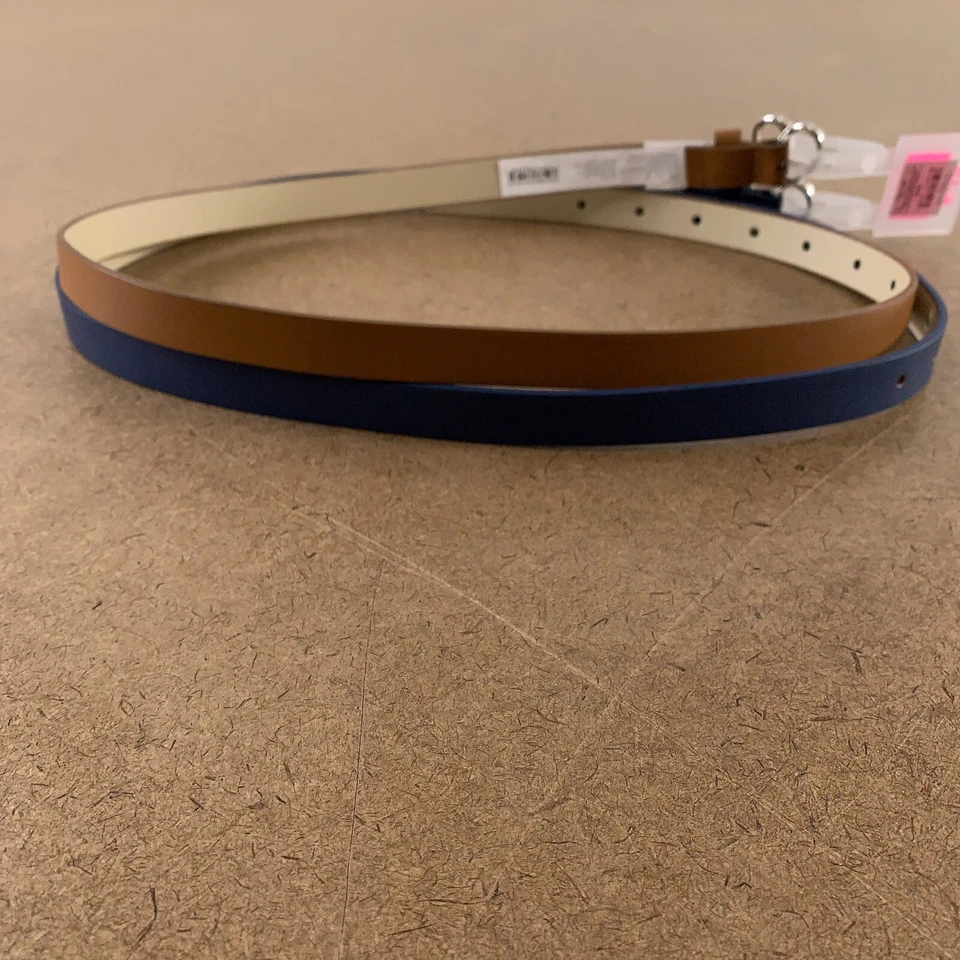 The Children’s Place Girls Size 8-16 Navy/Brown Uniform Skinny Belt 2-Pack NWT - Image 2 of 4