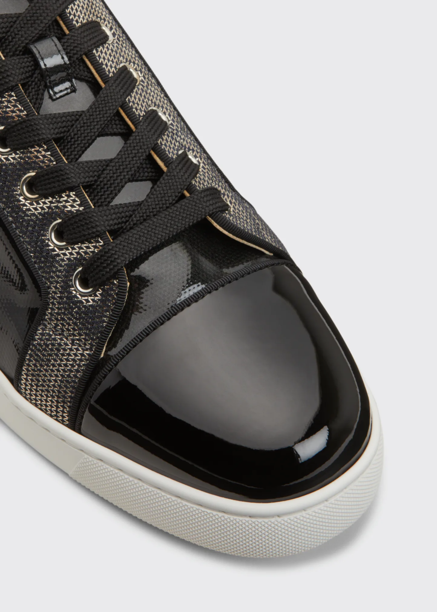 Christian Louboutin Louis Junior Orlato Flat Black Patent Low Top