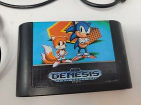 Sega Genesis 3 Lot: Black Console/ 2 Controllers/Frogger/Sonic 2  NOT Tested