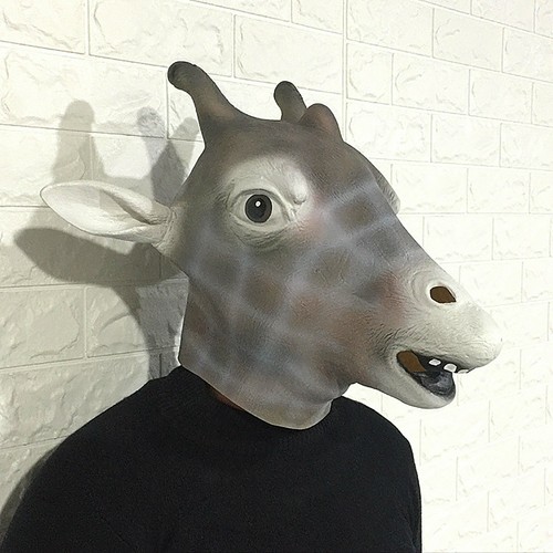 Latex Animal Giraffe Head Mask Costume Halloween Head Mask Costume Fancy Dress A - Picture 3 of 10
