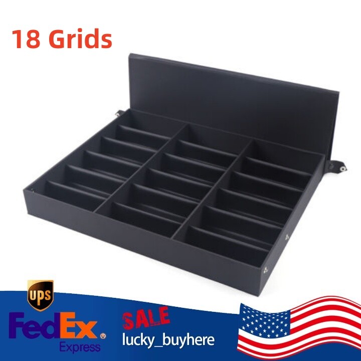 18 Grids Sunglasses Eyeglass Organizer Eyewear Display Case Storage Box Black