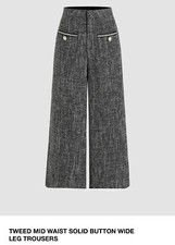 Cider Tweed Mid Waist Wide Leg Trousers (black & white) Perfect For Work/Formals