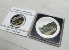 Collectible Liberia 2011 $5 History of Railroads - Flam Line Proof Silver Coin