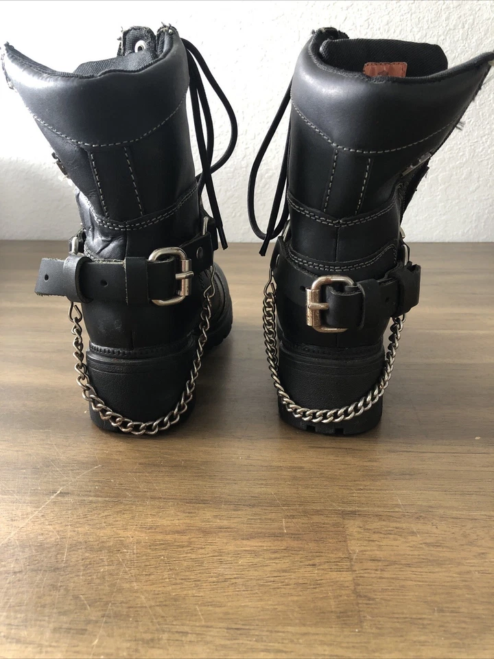 Botas de cuero Harley Davidson con cremallera/cordones para mujer talla 6 Foto 3 de 4