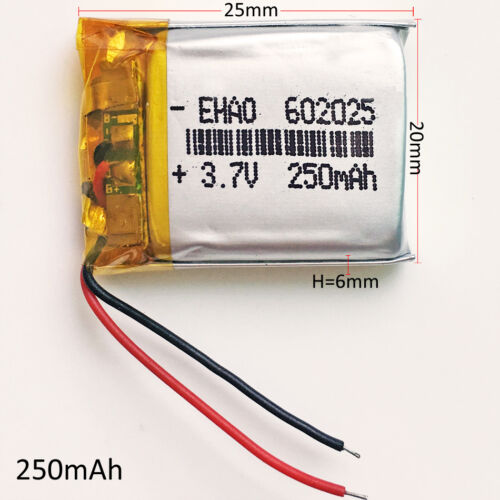 5 piezas 250mAh 3.7V batería lipo recargable 602025 para auriculares de banda inteligente MP3 MP4 - Imagen 2 de 5