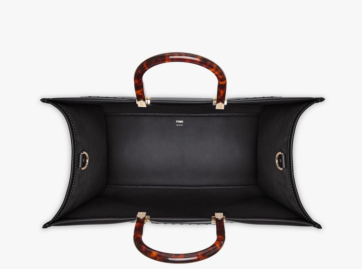 ★関税込★FENDI★Sunshine Large Leather Shopper Black★ 🎁Authentic Fendi Sunshine Large Leather Tote Women's Black