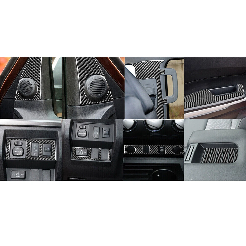 Kit completo de tapicería interior de coche para Toyota Tundra 2014-2021 vinilo fibra de carbono Foto 3 de 4