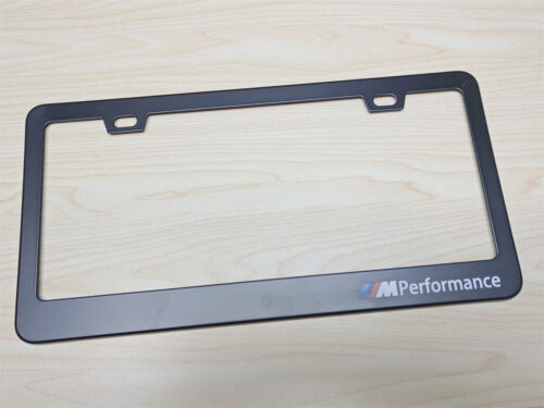Black M Performance Style License Plate Frames for BMW Cars with Braket 2 Pc Set - Foto 3 di 4