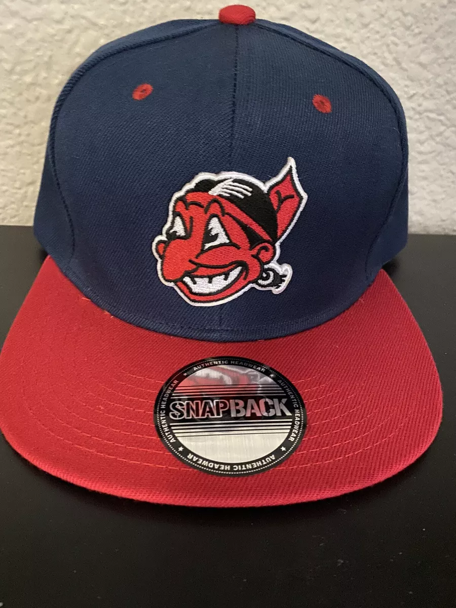 VINTAGE THROWBACK CLEVELAND INDIANS CHIEF WAHOO RETRO LOGO SNAPBACK CAP HAT  NEW