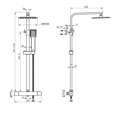 AICA Colonna doccia con miscelatore termostatico, rubinetto doccia 280x40mm - Foto 55 di 56