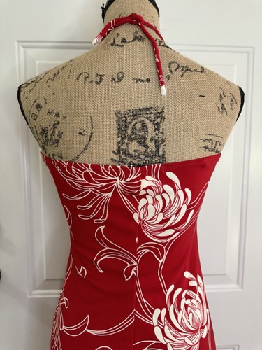 LA BELLE Vintage Dress White Red Floral Print Y2K 90s USA Romantic Ruffle Medium - Picture 6 of 10