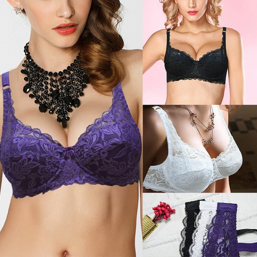 Women's Underwire Lace Bra Molded Cup Bra for Everyday Sexy Lingerie Brassiere - Picture 10 of 45