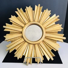 Ethan Allen Golden Sunburst Accent Wall Mirror with Smokey Glass 18" Diameter