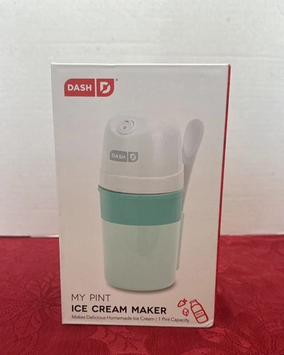 Dash- My Pint Ice Cream/Yogurt/Sorbet Maker- Electric- Aqua- W/Mixing Spoon- New