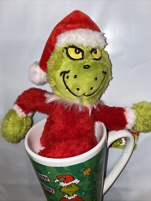 New Dr Seuss How The Grinch Stole Christmas Soft 6  Plush Doll Toy In Coffee Mug