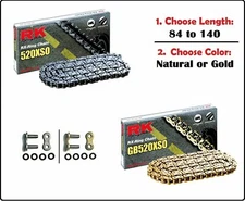 RK 520 XSO Xring Motorcycle Drive Chain Natural or Gold with Rivet Master Link