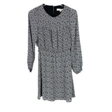 NWT LOFT Floral Long Sleeve Ruffle Dress Black Size 2P 2 Petite NEW