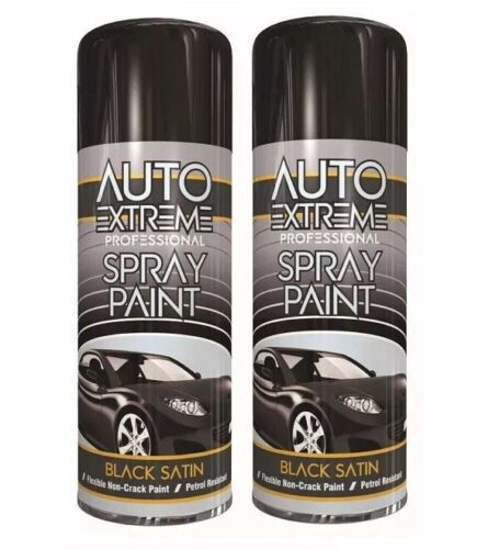 2x Allzweck Schwarz Satin Sprühlack Aerosol Auto KFZ Metall Holz Kunststoff 300ml - Bild 3 von 5